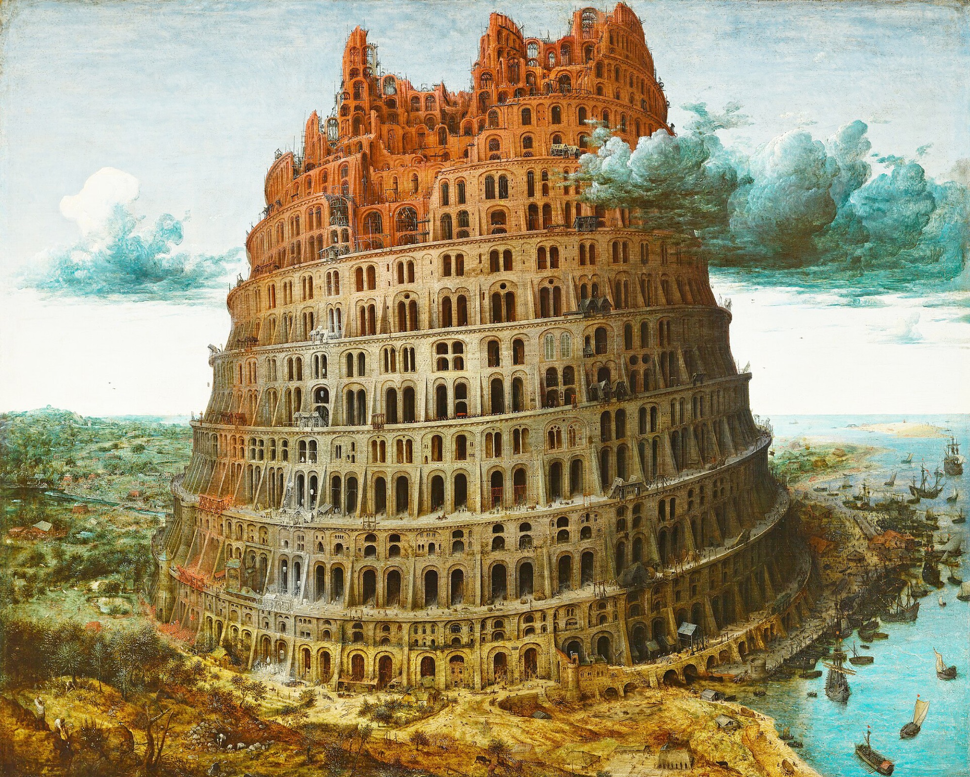 La Tour de Babel, Pieter Bruegel l'Ancien, vers 1563 : un chantier de construction