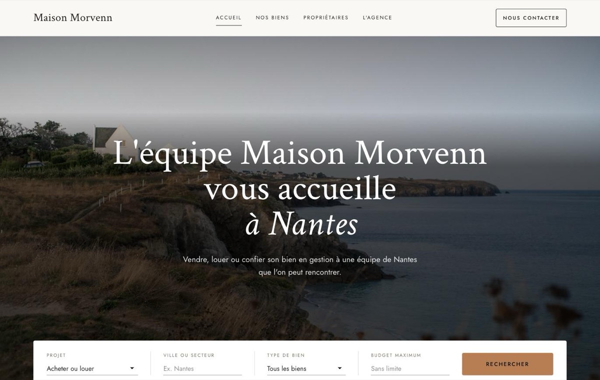 Accueil du site d'exemple Maison Morvenn, à Nantes