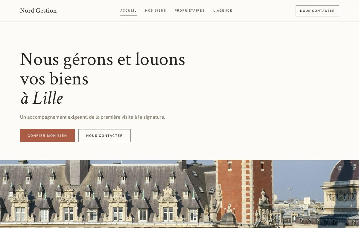 Accueil du site d'exemple Nord Gestion, à Lille